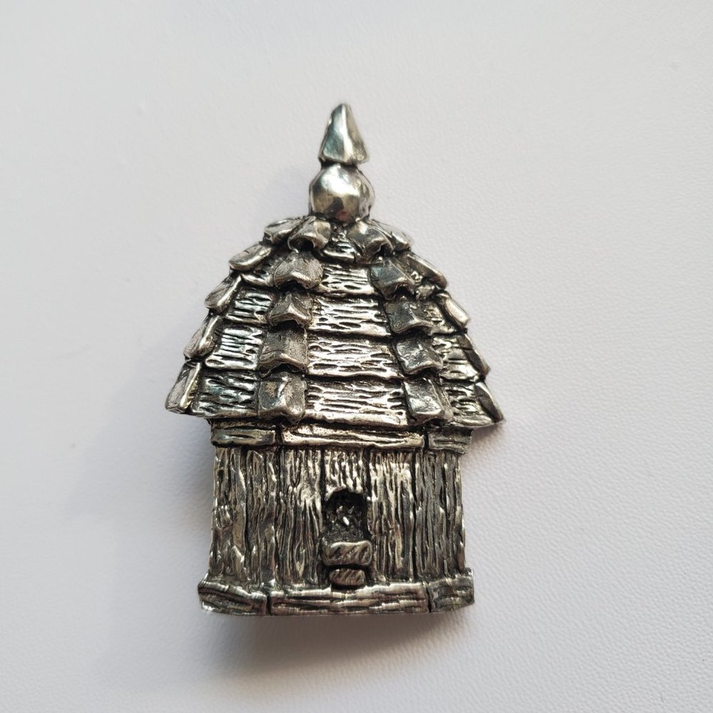 Vintage Sheridan Silver Birdhouse Pin